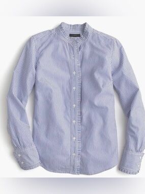 J.Crew Striped Ruffled Button Up Shirt Stripe size 00